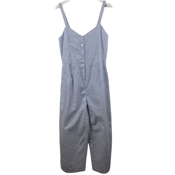 Hope & Henry blue & white striped button jumpsuits Size 8 - Picture 1 of 10